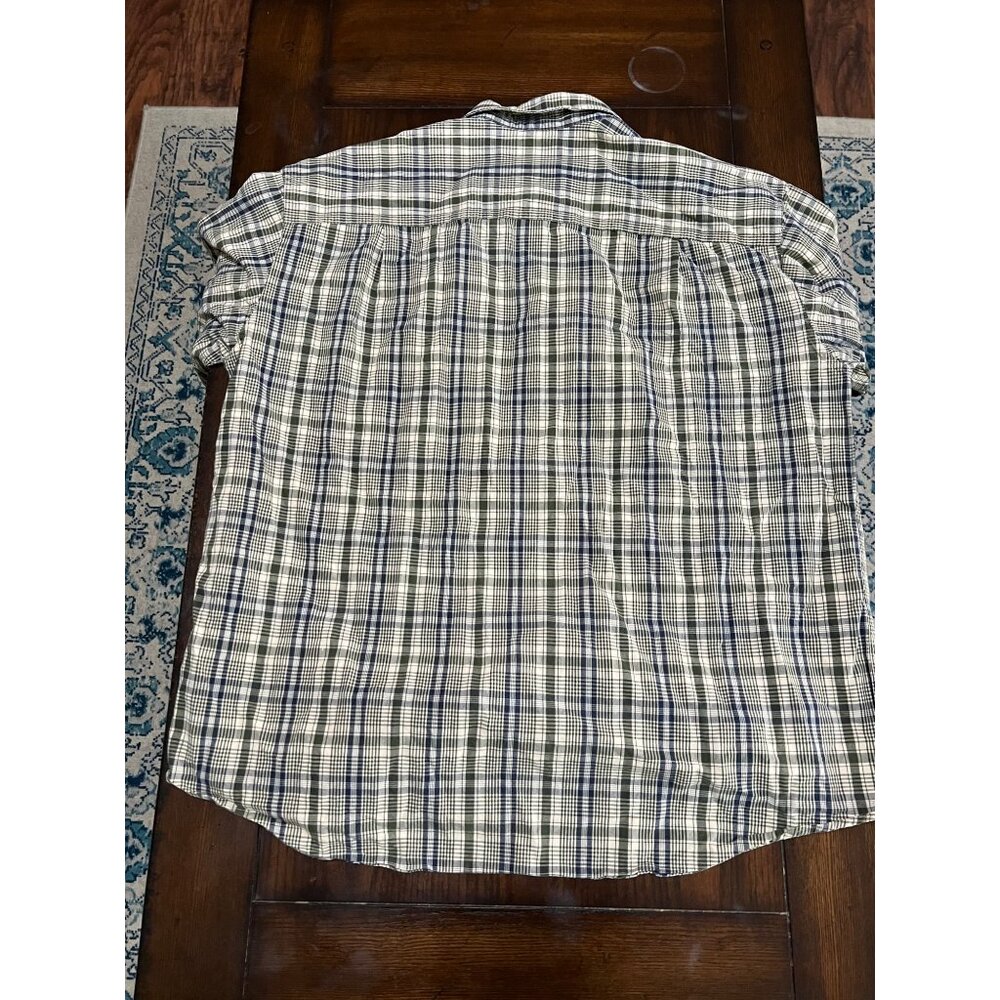 L.L. Bean Plaid Button Down Shirt Blue Green Cream Casual Professional Men's XL - Picture 6 of 6
